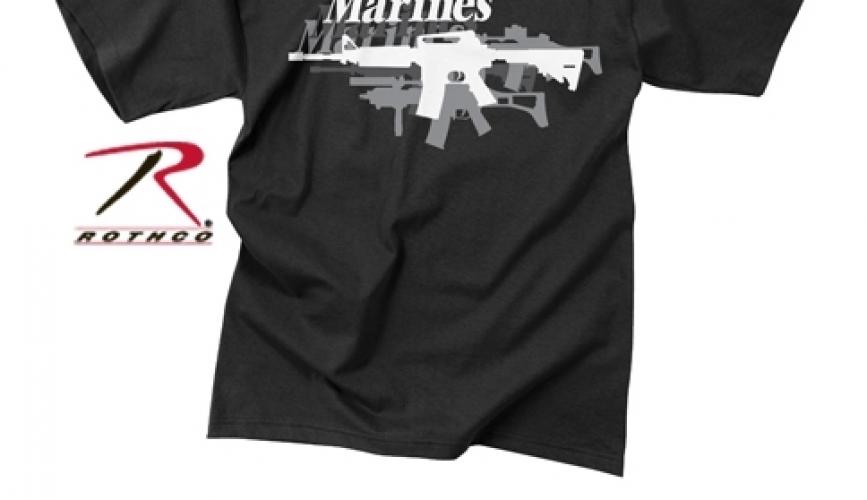 Винтажная черная футболка MARINES GUN   ― Тел 8-495-741-86-12 Бронза скульптуры вазы  подарки, статуэтки, пепельницы, лопатки для обуви, ключницы, шкатулки для украшений, кувшины и многое другое EMAIL a7418612@yandex.ru