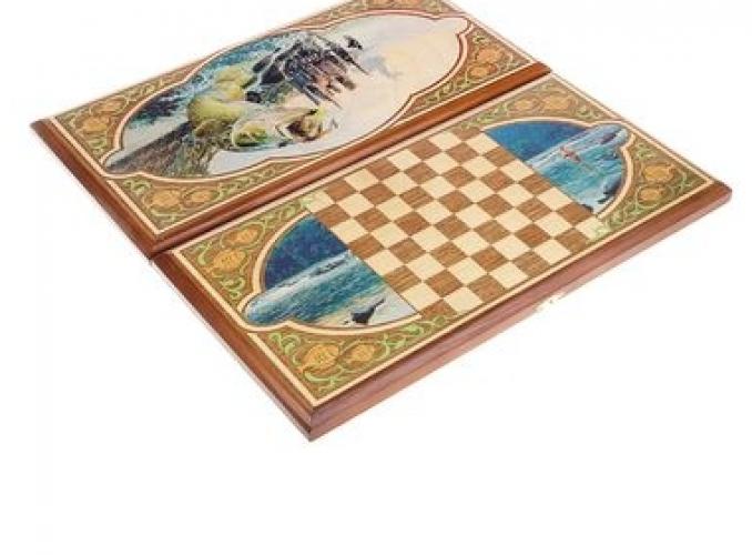 Нарды-шашки малые Рыбалка, 40х20х3,3 см