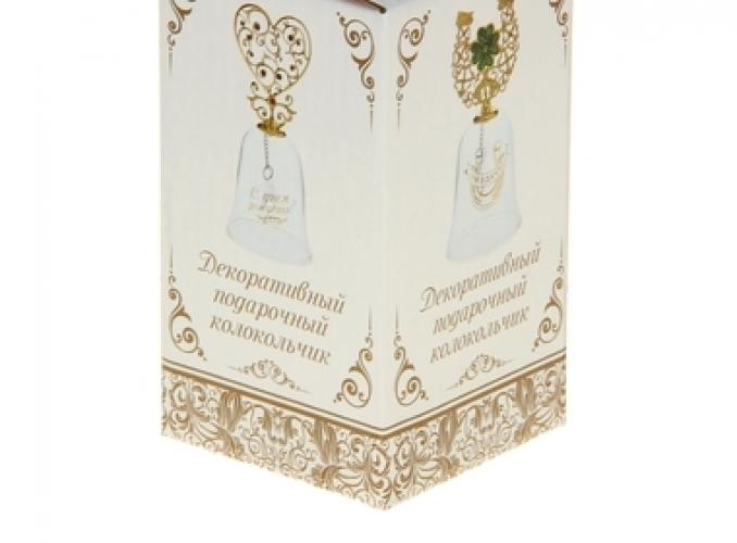 Колокольчик с фигурной ручкой сердце Здоровья, счастья, удачи