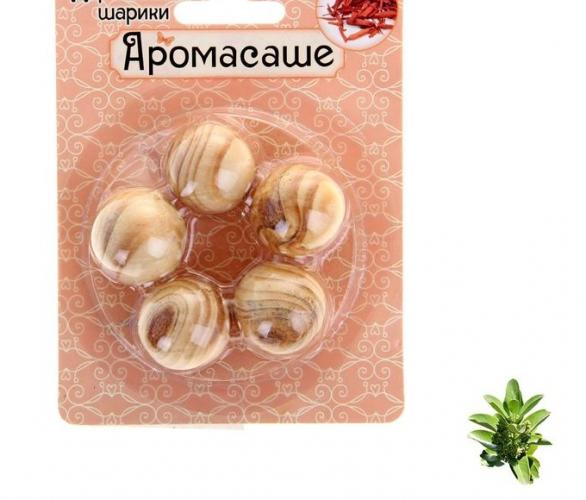 Арома-саше деревянные шарики (набор 5 шт), аромат сандал
