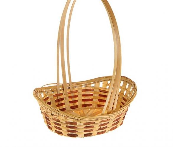 Корзинка с подтянутыми концами, плотного плетения, бамбук,(35*25*Н12/8),2311