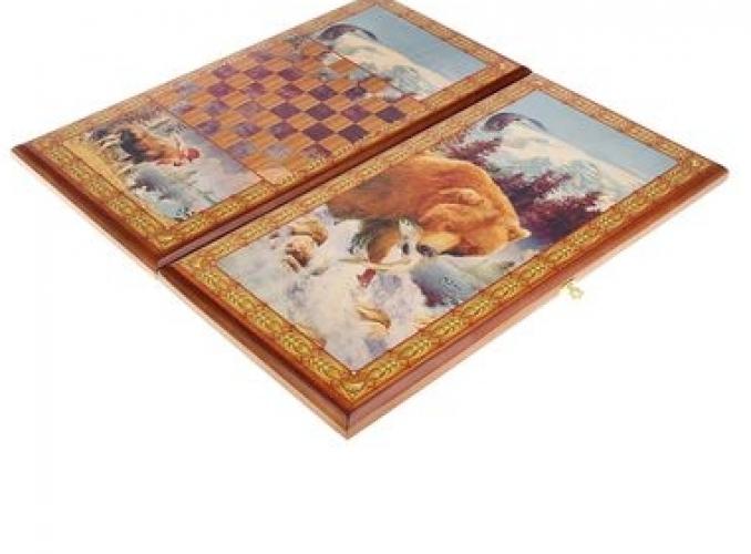 Нарды-шашки средние Медведь, 50х25х3,5 см