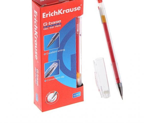Ручка гелевая стандарт Erich Krause G-BASE NEW стержень красный, узел 0.5мм, EK 30937