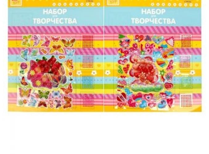 Наклейка пластик Бабочки и сердечки МИКС 30,5х36 см