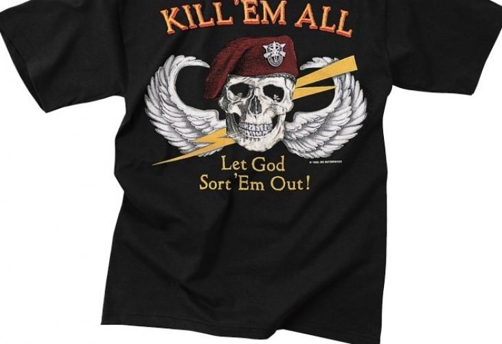 Черная футболка KILL EM ALL  ― Тел 8-495-741-86-12 Бронза скульптуры вазы  подарки, статуэтки, пепельницы, лопатки для обуви, ключницы, шкатулки для украшений, кувшины и многое другое EMAIL a7418612@yandex.ru