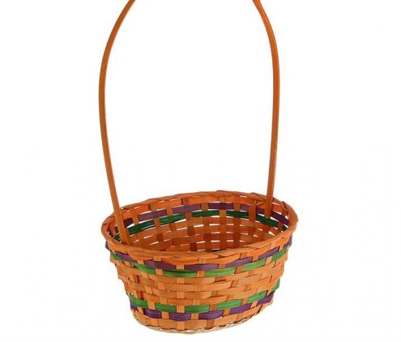 Корзина плетеная (бамбук), 30х22xH13/49см оранжевый
