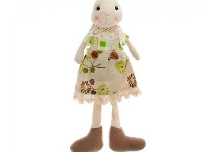 Мягкая игрушка Зайка, юбка в цветочек