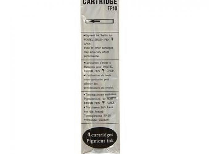 Картридж чернильный Pentel для ручки-кисти Brush Pen набор 4шт FP10-A, чёрный