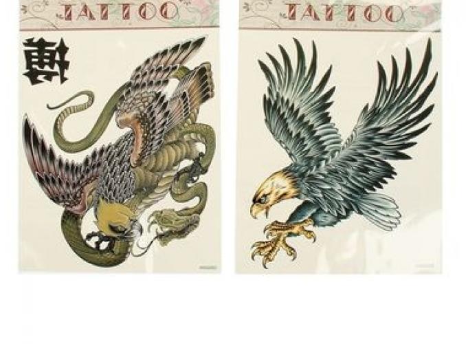 Татуировка на тело цветная Орёл МИКС