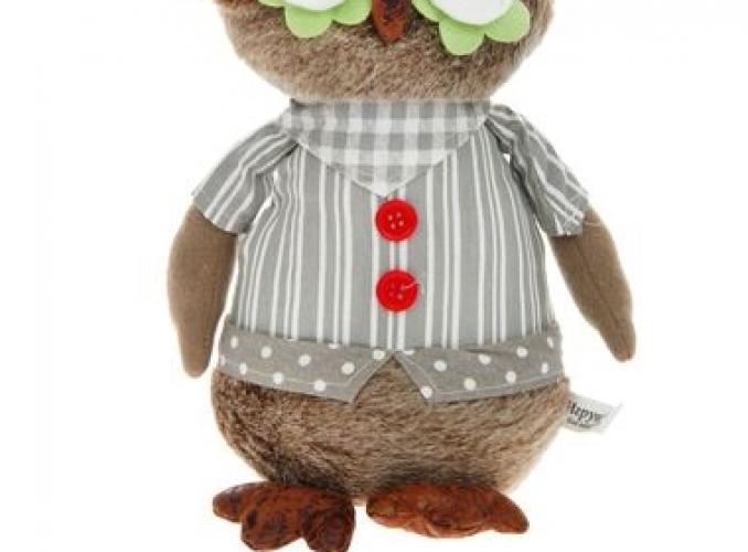Мягкая игрушка Сова, розовые пуговицы