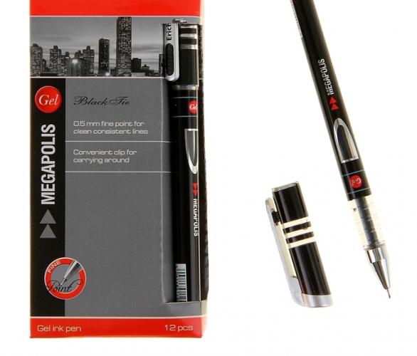 Ручка гелевая Erich Krause MEGAPOLIS GEL black tie стержень черный узел 0.5мм, EK 19953