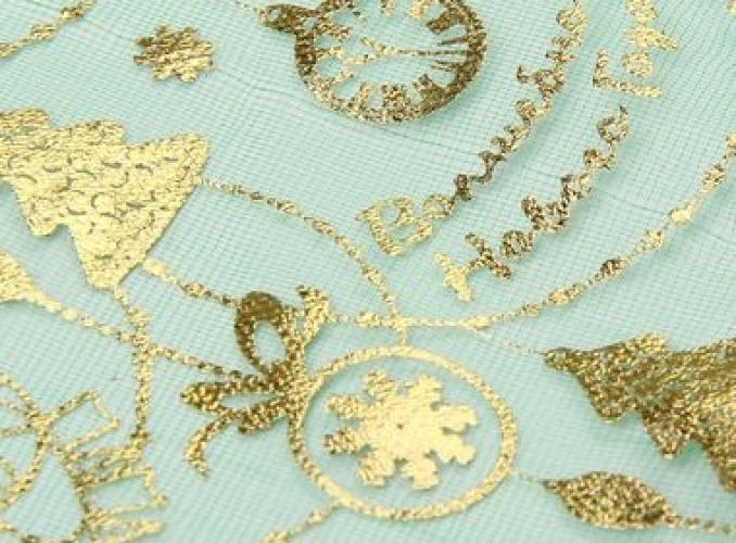 Мешочек подарочный органза синий Шишки,16 х24 см