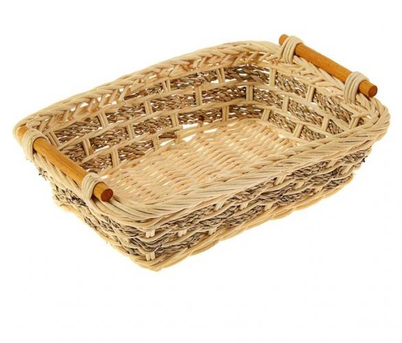Корзинка прямоугольная с ручкой плетеная, ротанг (21*14*H8)