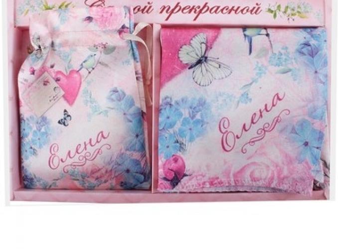 Подарочный именной набор Елена (зеркало, платок)