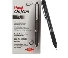 Ручка гелевая автомат Pentel Oh!Gel 495, резиновый упор, узел-игла 0.5мм, черный (стержень KFRN5, LRN5)
