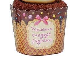 Полотенце сувенирное пироженка Collorista Клубничное блаженство 30х30см, хлопок