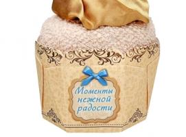 Полотенце сувенирное пироженка Collorista Золотая роза в карамели 30х30 см, хлопок