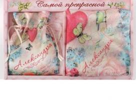 Подарочный именной набор Александра (зеркало, платок)