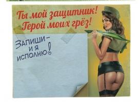 Магнит с блоком Ты мой защитник! Герой моих грез!