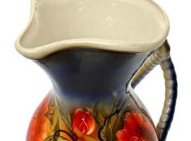 Ваза напольная Кувшин цветы, кобальт