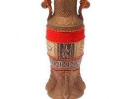 Ваза напольная Афина ангоб, красная лента, микс