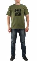 Футболка Born to fish хаки