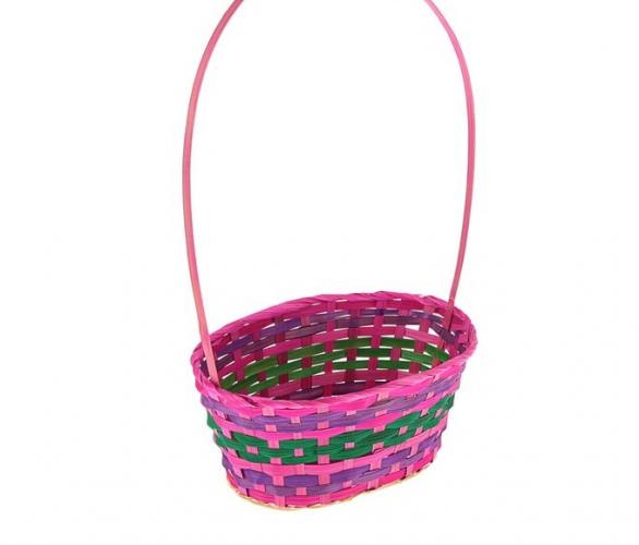 Корзина плетеная розовая, бамбук, 30х22x49 см