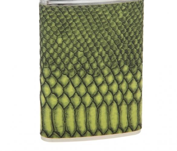 Фляжка 270 мл зеленая под кожу змеи