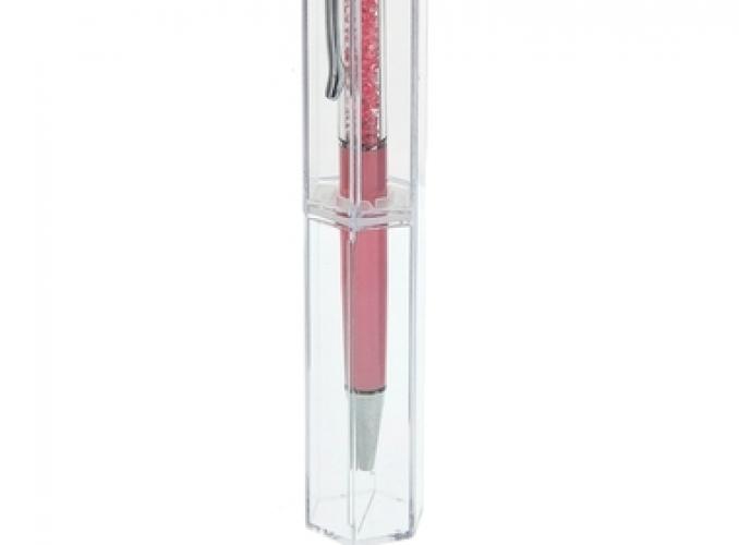 Ручка шариковая подарочная поворотная в пластиковом футляре Стразы