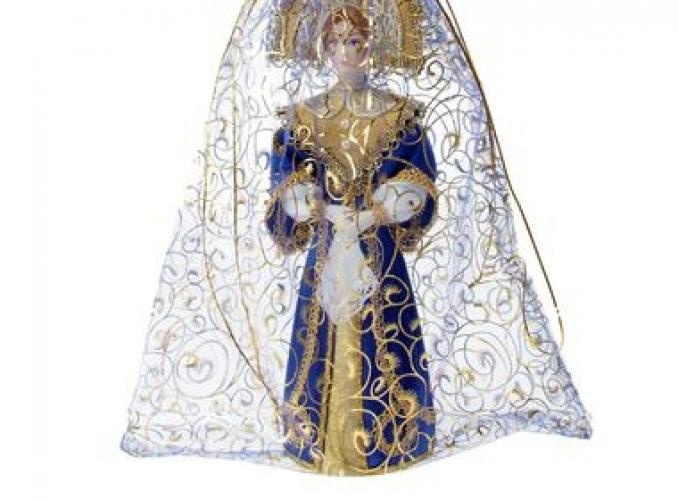 Авторская сувенирная кукла Девушка в синем платье