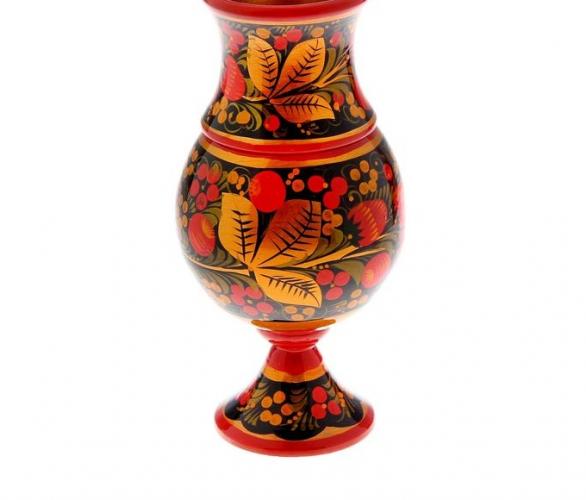 Ваза для цветов, высота 23 см, хохлома