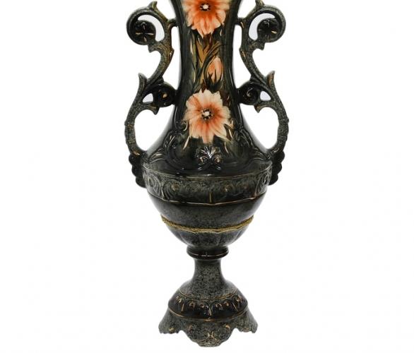 Ваза напольная Феона роспись, крапле, чёрная