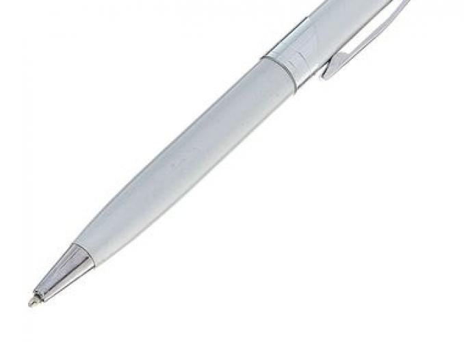 Ручка шариковая подарочная в пластиковом футляре поворотная Бизнес серебристая