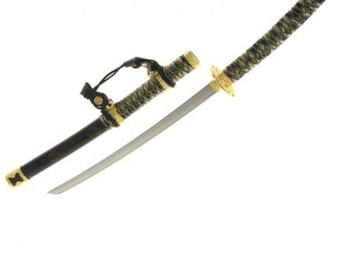 Cувенирное изделие катана на подставке оплётка на рукояти чёрное золото 78х7,5х7,5 см