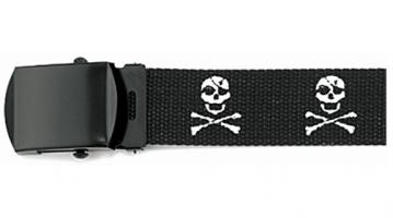 Черный ремень с черепами 